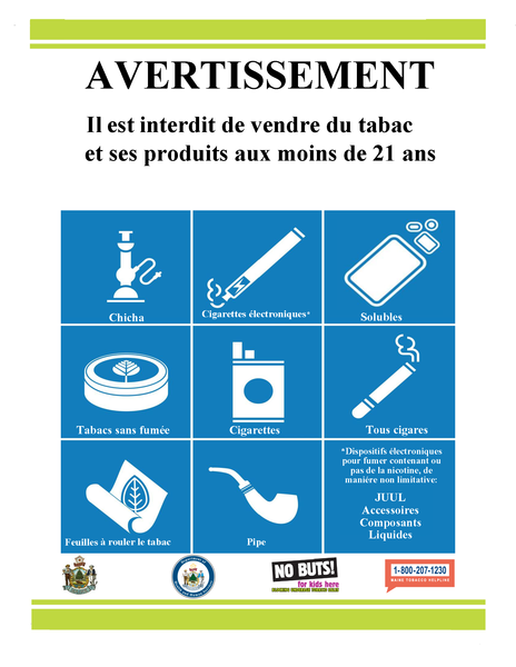 Tobacco Retailer Sign French Version (Version Francaise) Digital Download