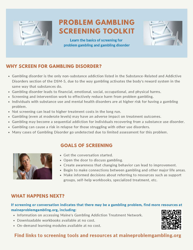 Problem Gambling Store Problem Gambling Screening Toolkit – Maine Prevention Store