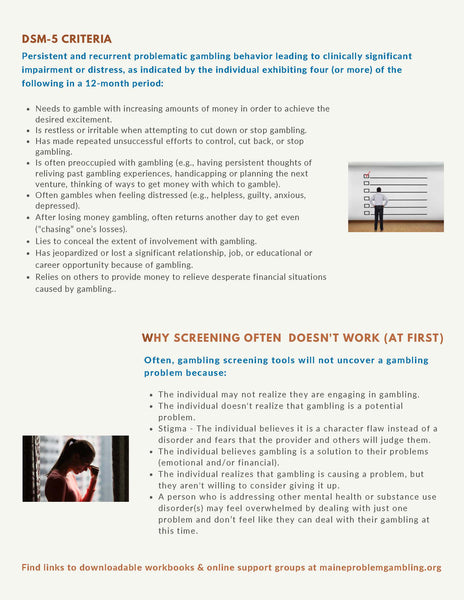 Problem Gambling Store Problem Gambling Screening Toolkit – Maine Prevention Store