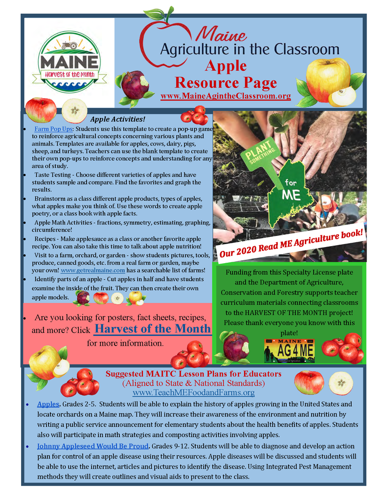 Maine Harvest of the Month PreK-12 Teaching Units - Apple Resource Page (Digital Download)