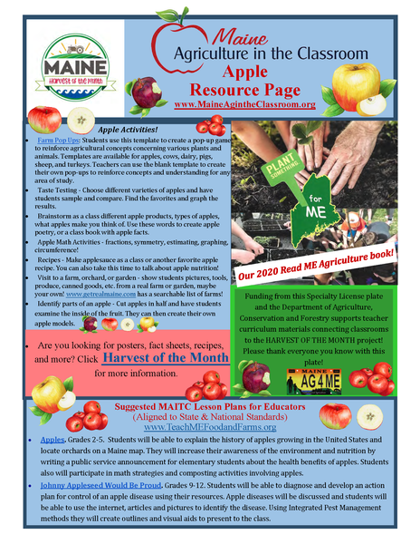 Maine Harvest of the Month PreK-12 Teaching Units - Apple Resource Page (Digital Download)