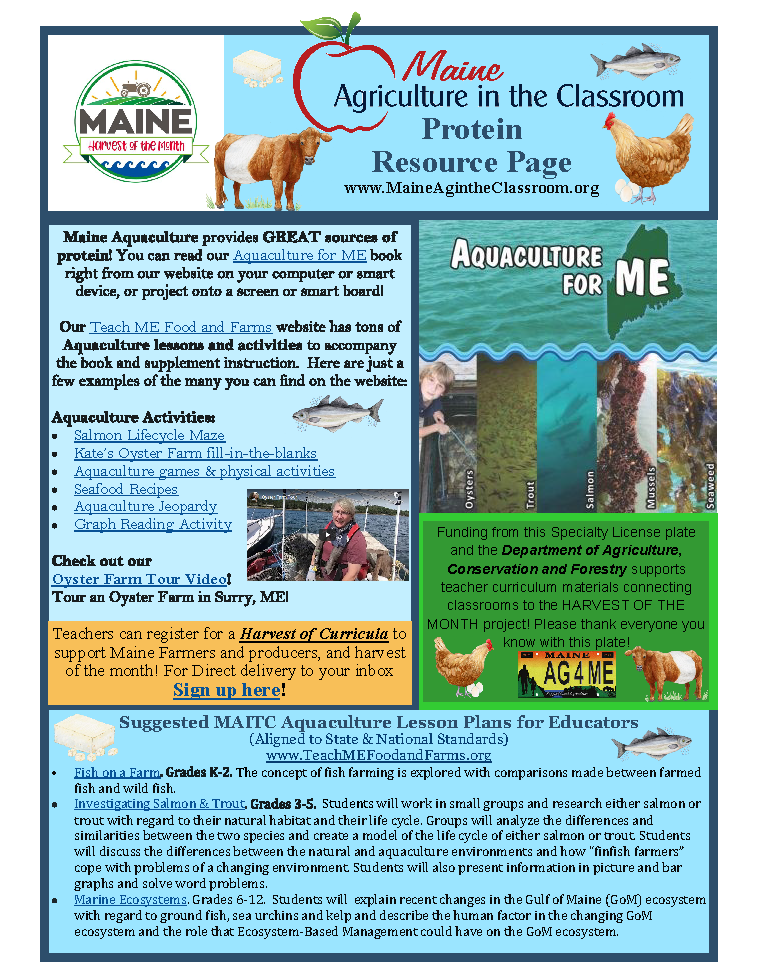Maine Harvest of the Month PreK-12 Teaching Units - Protein Resource Page (Digital Download)