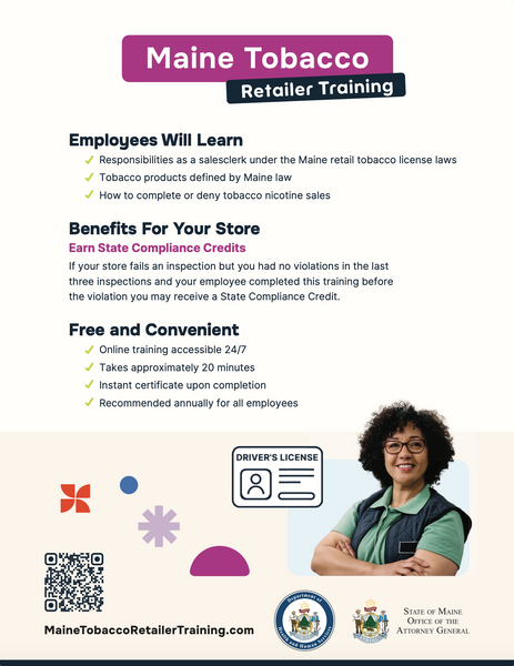 Maine Tobacco Retailer - Online Training Flyer (Digital Download)