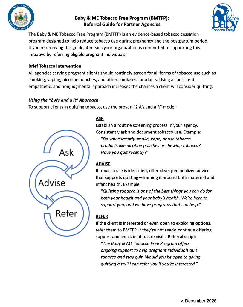 Baby & ME Tobacco Free Program Provider Referral Guide