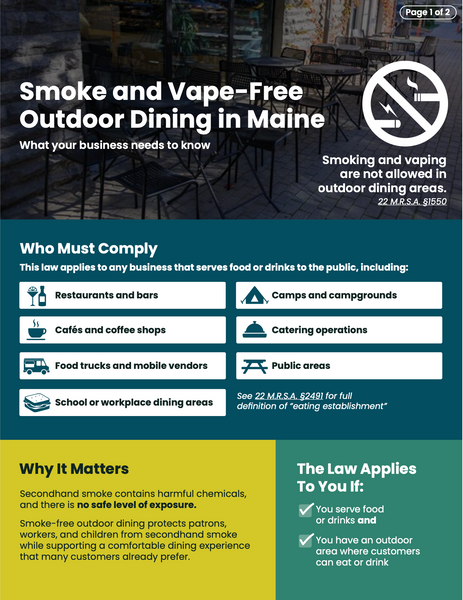 Smoke and Vape-Free Outdoor Dining in Maine