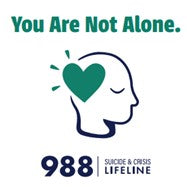 988 Suicide & Crisis Lifeline  Sticker - You Are Not Alone - Green
